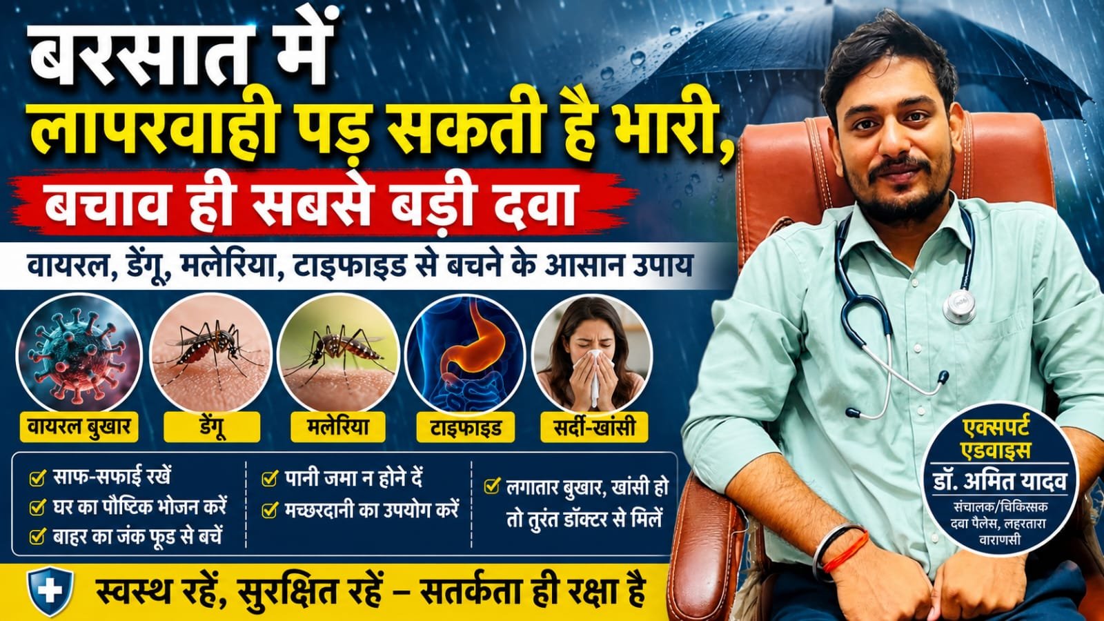बरसात में लापरवाही पड़ सकती है भारी, बचाव ही सबसे बड़ी दवा : डॉ. अमित यादव