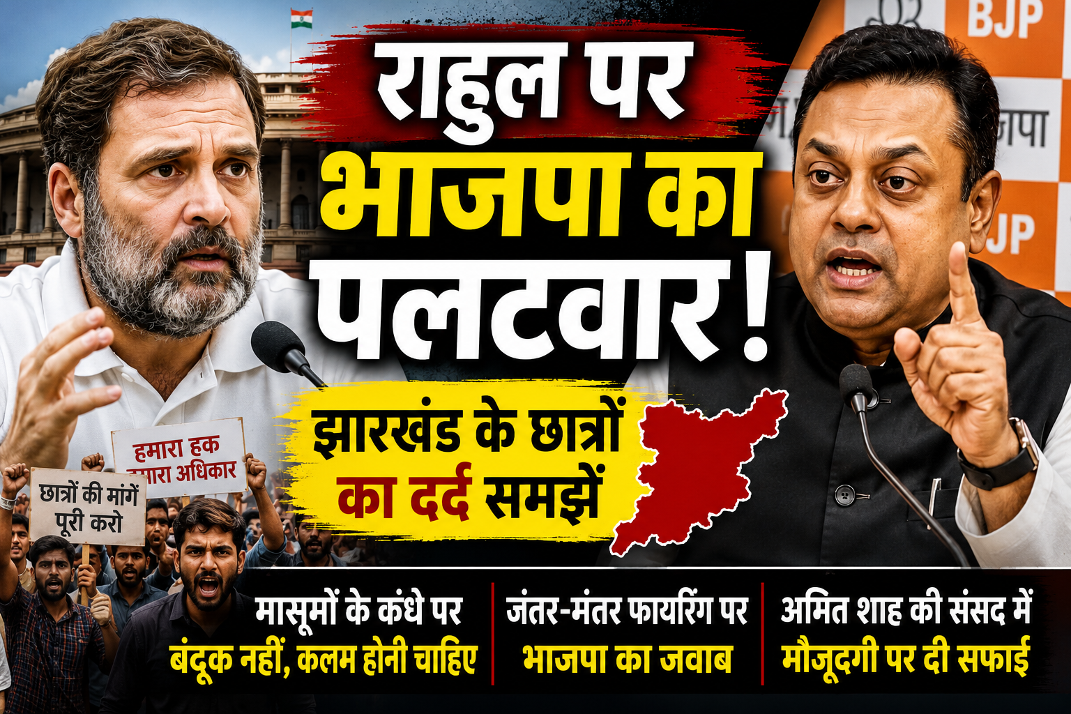 राहुल गांधी पर संबित पात्रा का बड़ा हमला, बोले- झारखंड के छात्रों का दर्द भी समझें, चुनिंदा राजनीति बंद करें