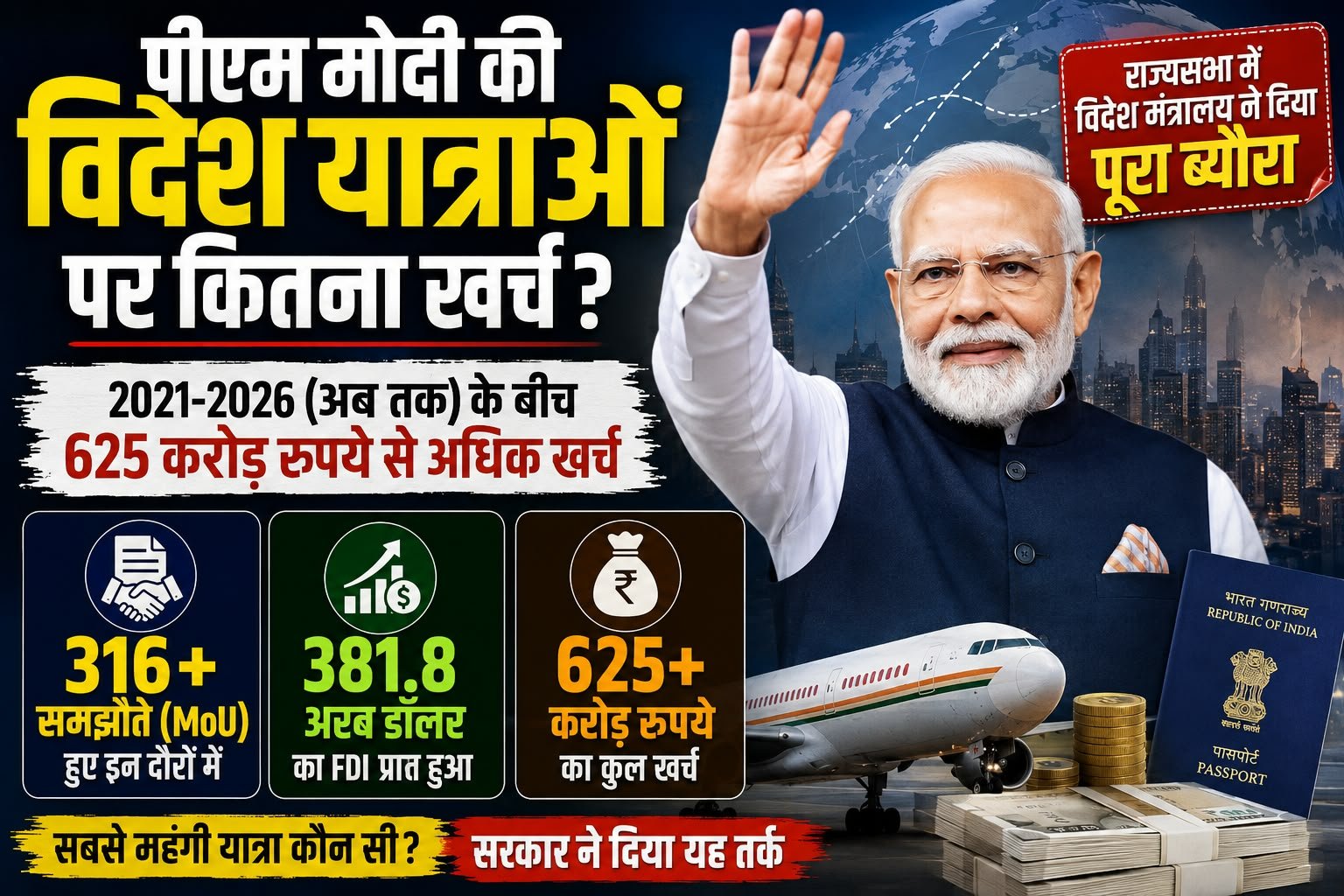 PM Modi Foreign Visits Cost: 2021 से 2026 तक विदेश यात्राओं पर बढ़ा खर्च, संसद में सरकार ने जारी किए आंकड़े