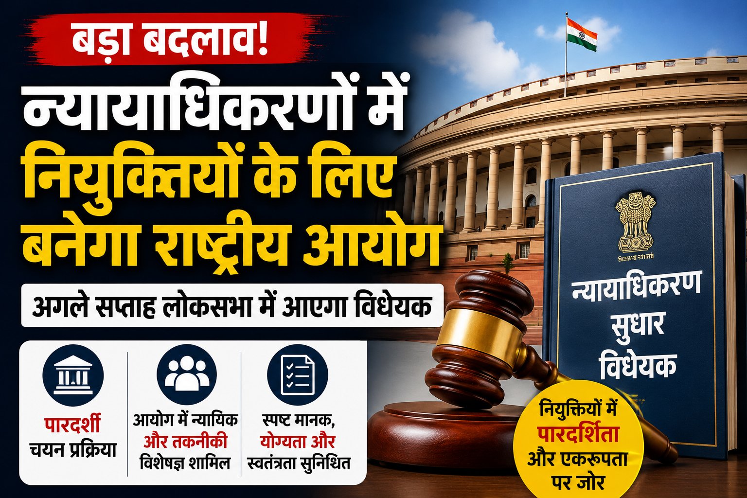 Parliament News: न्यायाधिकरणों में नियुक्तियों का बदलेगा तरीका, राष्ट्रीय आयोग के गठन वाला विधेयक अगले हफ्ते लोकसभा में