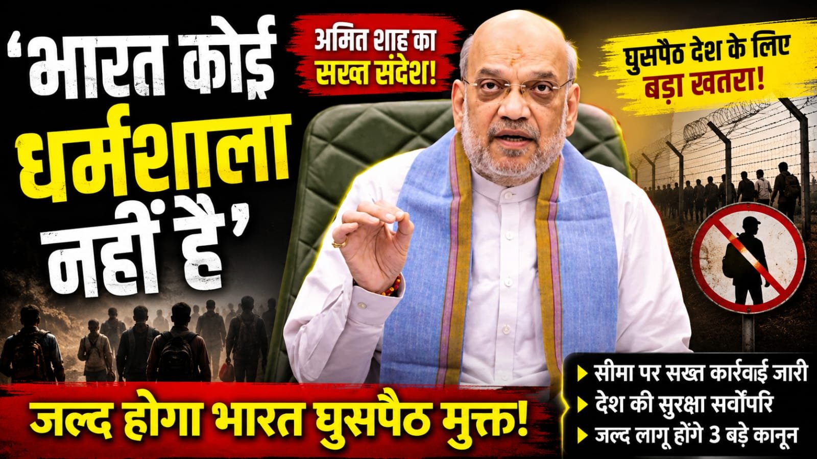 अमित शाह का घुसपैठियों पर सख्त संदेश: ‘भारत कोई धर्मशाला नहीं’, जल्द घुसपैठ मुक्त देश बनाने का दावा