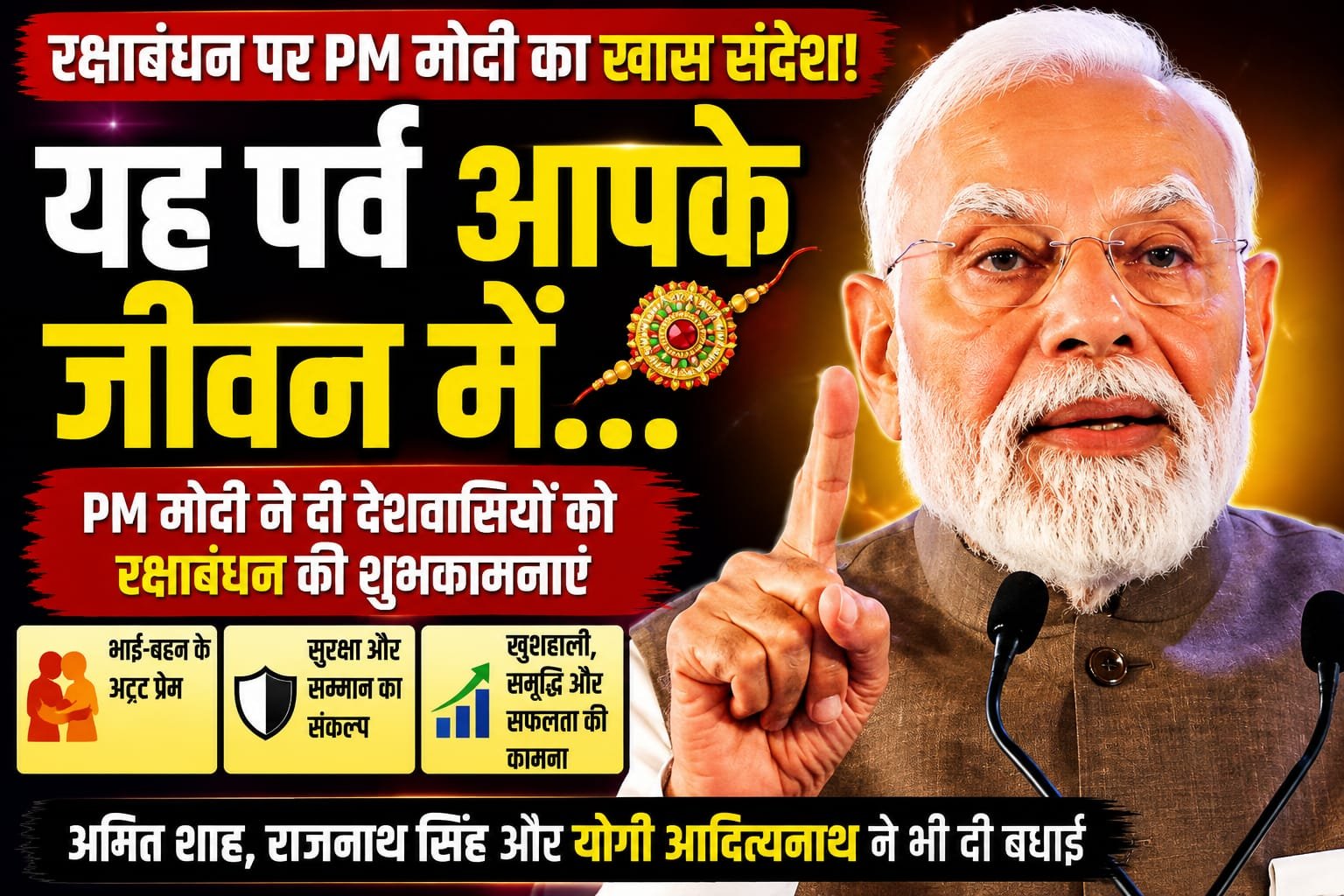 रक्षाबंधन पर PM मोदी का खास संदेश, बोले- खुशहाली और समृद्धि से भरा हो आपका जीवन