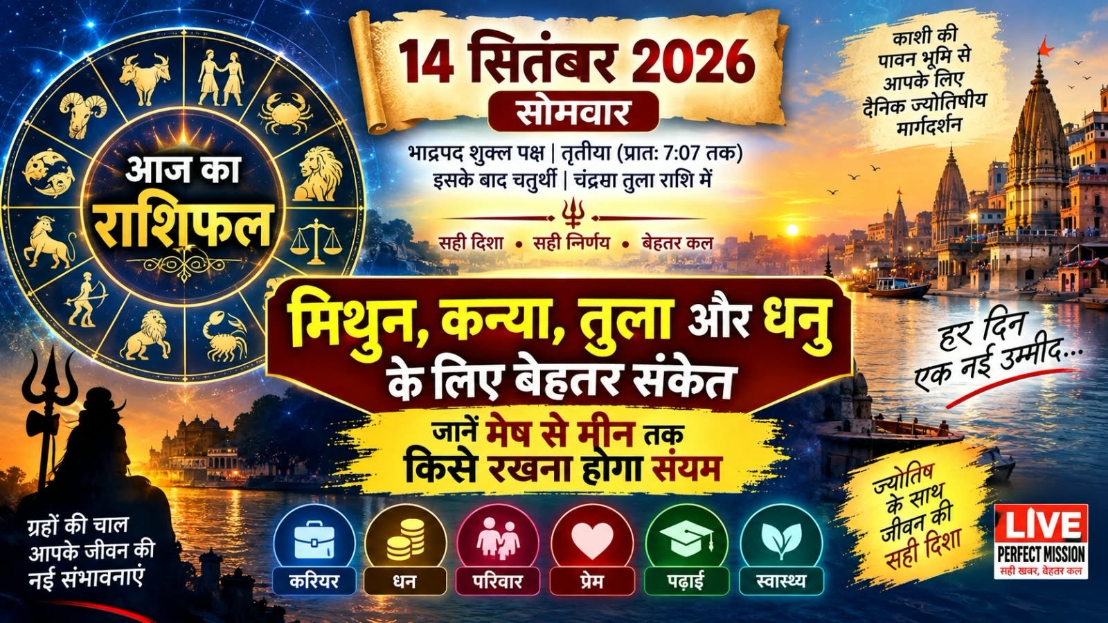 आज का राशिफल : मिथुन-कन्या-तुला-धनु के लिए बेहतर संकेत, जानें मेष से मीन तक किसे रखना होगा संयम